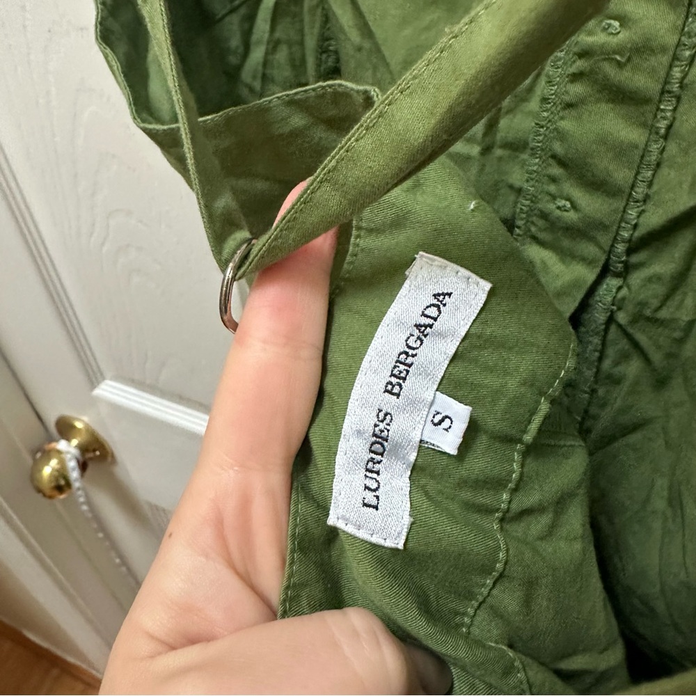 Lurdes Burgada Olive Green Sleeveless jumpsuit barrel wide leg cropped cropped S - Picture 5 of 5